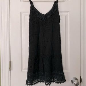 Sakkas Cotton/Rayon Swing Dress With embroidering, black, size S/M, EUC